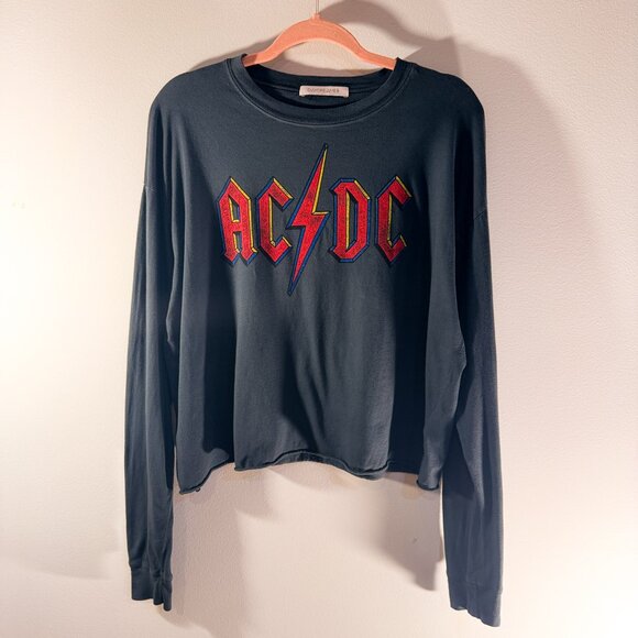 Daydreamer Tops - Daydreamer LA AC/DC Cropped Long Sleeve Band Tee Vintage Rock Graphic Size S